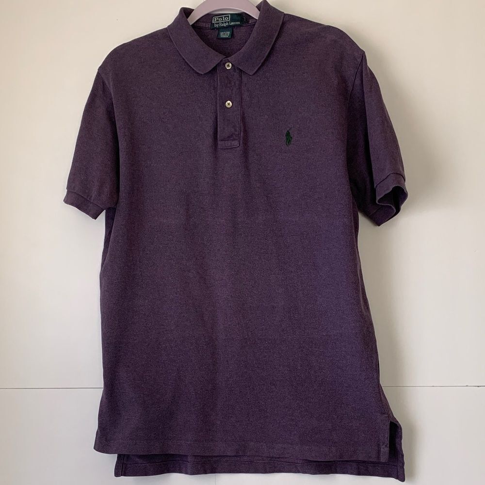Polo Ralph Lauren Men's Purple Polo Shirt Green Logo Size L